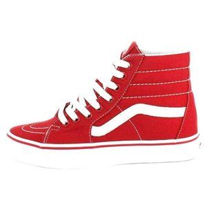 Vans Sk8-Hi Womens 5 Sneakers Solid Red Canvas Originals High Top Skate Shoes